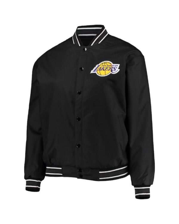 Lakers JH Design Black Plus Size Poly Twill Full-Snap Jacket