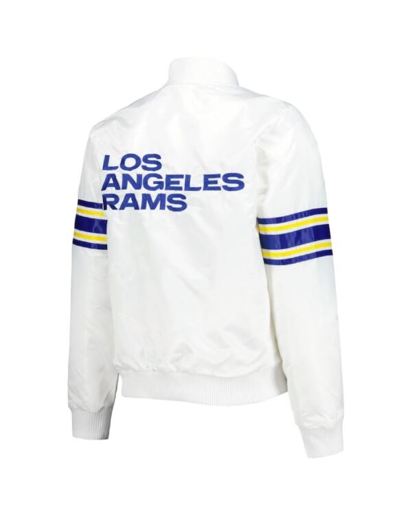 Women's Starter White Los Angeles Rams Line Up Satin Full-Snap Varsity Jacket