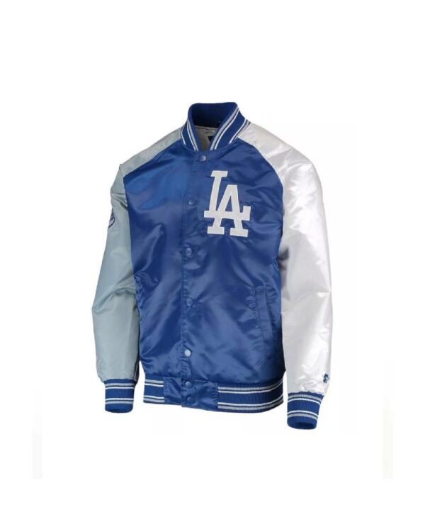 Starter LA Dodgers Reliever Royal, Gray Satin Varsity Raglan Full-Snap Jacket