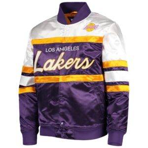 Los Angeles Lakers Mitchell & Ness Purple Hardwood Classics Satin Full-Snap Jacket