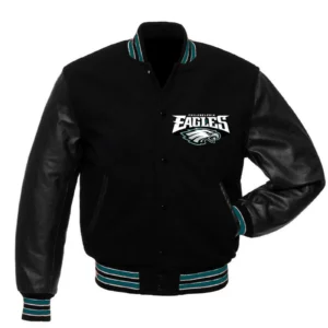 Black Philadelphia Eagles NFL Varsity Jacket