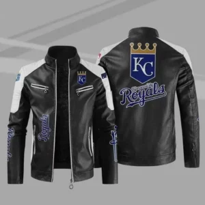 Black White Kansas City Royals Block Leather Jacket