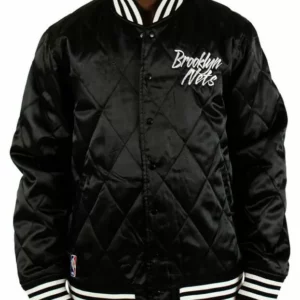Brooklyn Nets Black Embroidered Quilted Satin Jacket