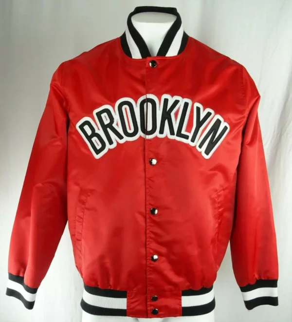 NBA Brooklyn Nets Red Satin Jacket