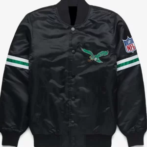 Black Philadelphia Eagles Satin Jacket