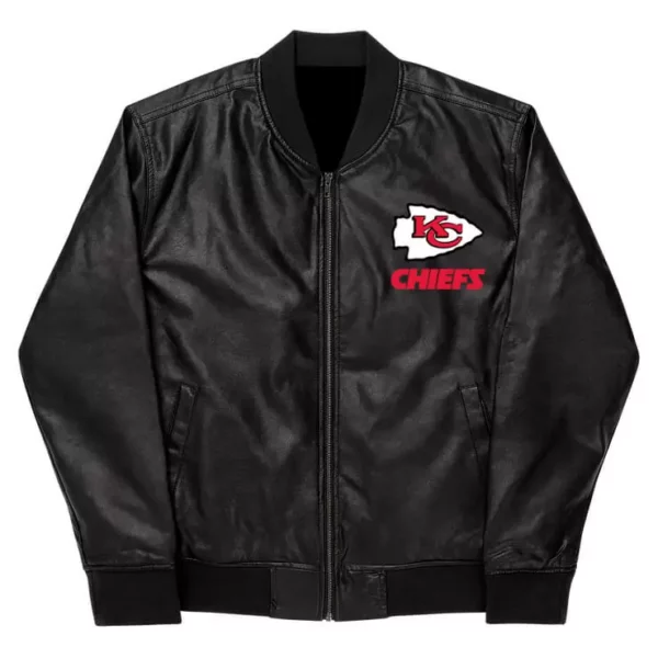 NFL Kansas City Chiefs Black Leather Varsity Jacket