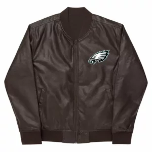 NFL Philadelphia Eagles Brown Leather Varsity Jacket