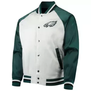Philadelphia Eagles White And Green Satin Jacket