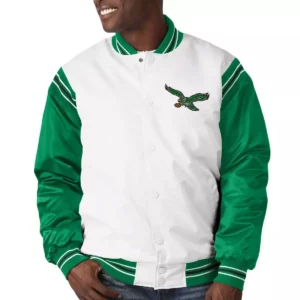 Philadelphia Eagles Historic Logo Renegade Satin Varsity Jacket