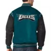 Philadelphia Eagles Midnight Green and Black Satin Varsity Jacket