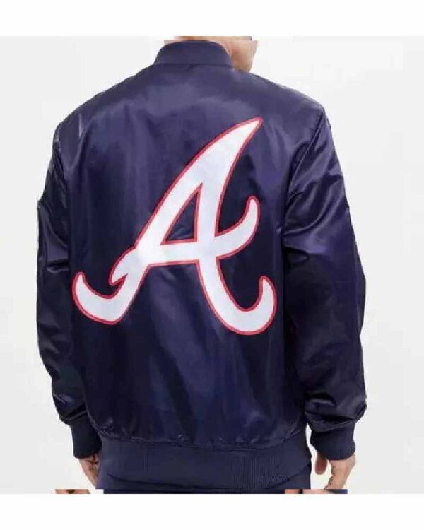 Atlanta Braves Big Logo World Series Navy Satin Jacket