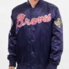 Atlanta Braves Big Logo World Series Navy Satin Jacket