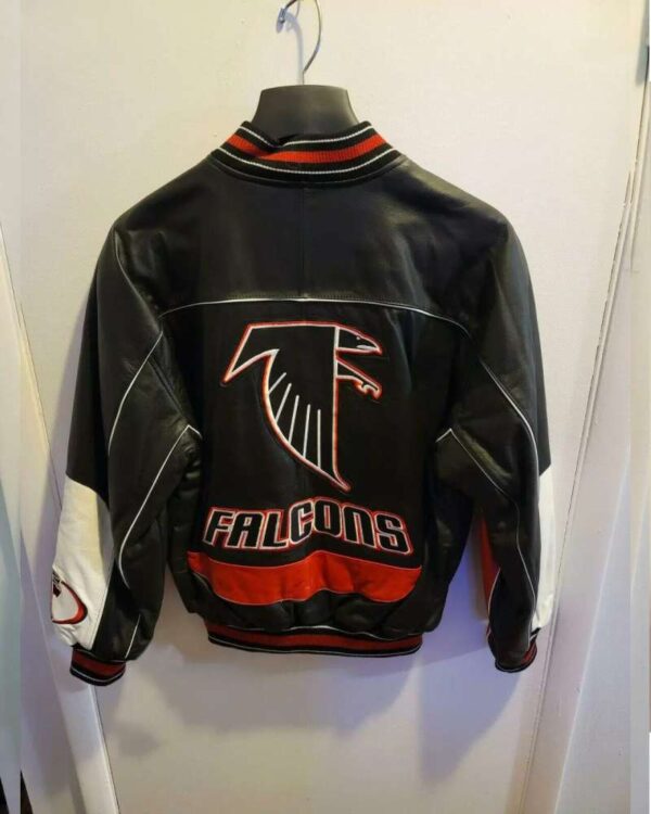 Black Red Atlanta Falcons Block Leather Jacket