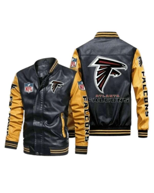 Atlanta Falcons Black Yellow Bomber Leather Jacket