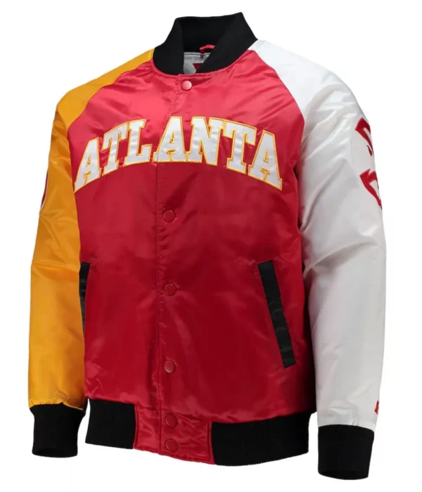 Black Yellow Atlanta Hawks NBA Block Leather Jacket