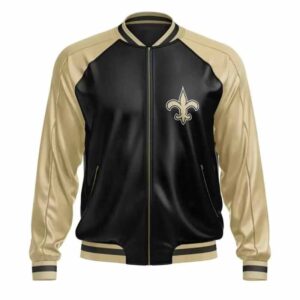 Black Cream NFL New Orleans Saints Leather Jacket