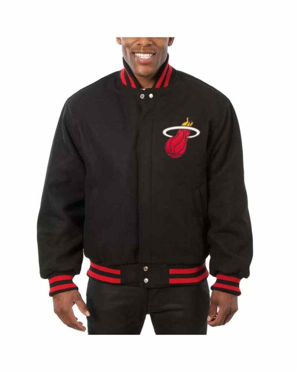 Black Miami Heat Jeff Hamilton Varsity Jacket