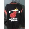 Black Miami Heat Jeff Hamilton Wool Leather Jacket