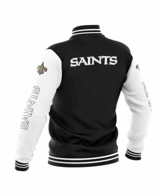 Black New Orleans Saints NFL Baseball Varsity Jacket