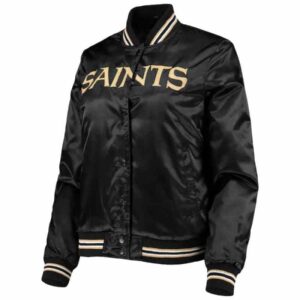 Black New Orleans Saints NFL Satin Jacket