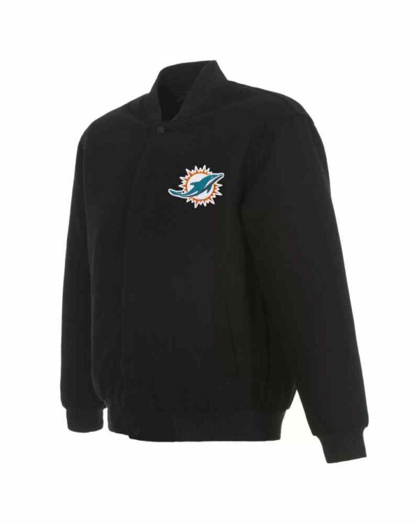 Black NFL Miami Dolphins Wool Full Snap Jacket