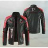 Black White Atlanta Falcons Block Leather Jacket