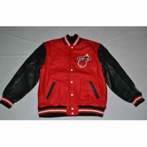 Black Red Miami Heat Jeff Hamilton Varsity Jacket
