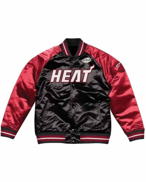 Black Red NBA Jeff Hamilton Miami Heat Satin Jacket