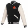 Black White Cleveland Browns NFL Varsity Jacket