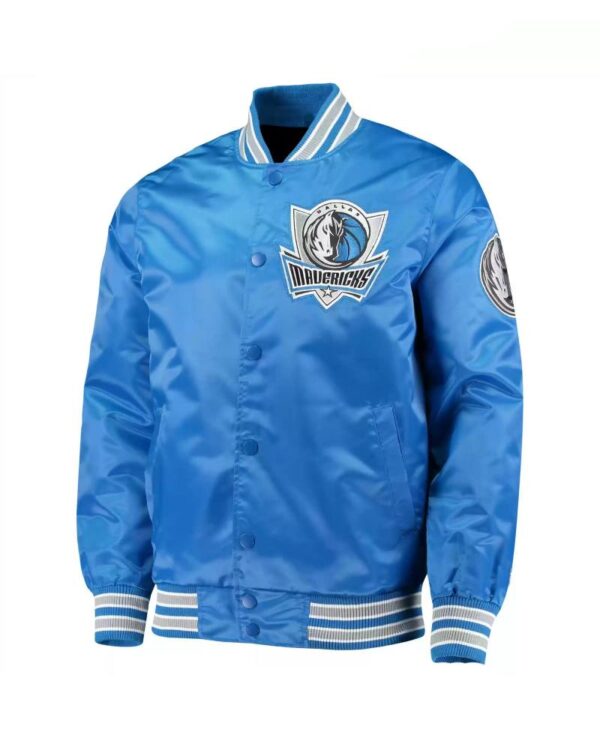 Blue Dallas Mavericks Varsity Satin Full Snap Jacket