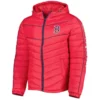 Boston Red Sox Splitter Soft Down Puffer Red Hooded Jacket