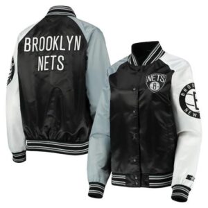 Brooklyn Nets Reliever Raglan Full-Snap Black/Gray Jacket