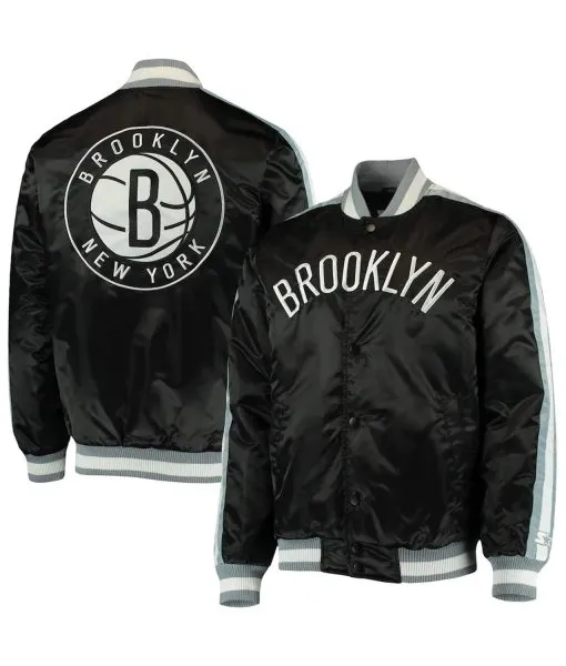 Brooklyn Nets The Offensive Varsity Black Satin Jacket