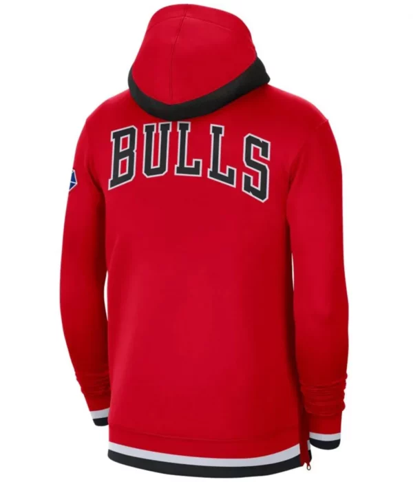 Red Chicago Bulls Full Zip Fleece Hoodie