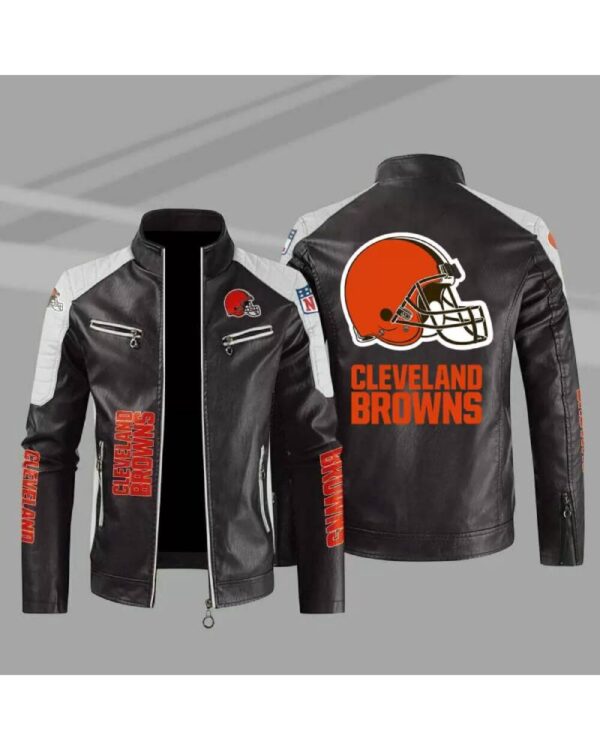 Cleveland Browns Brown Color Block Leather Jacket