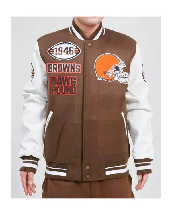 Cleveland Browns NFL Brown White Varsity Jacket