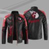 Cleveland Guardians Block Red Black Leather Jacket