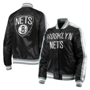 Competition Brooklyn Nets Black Satin Jacket