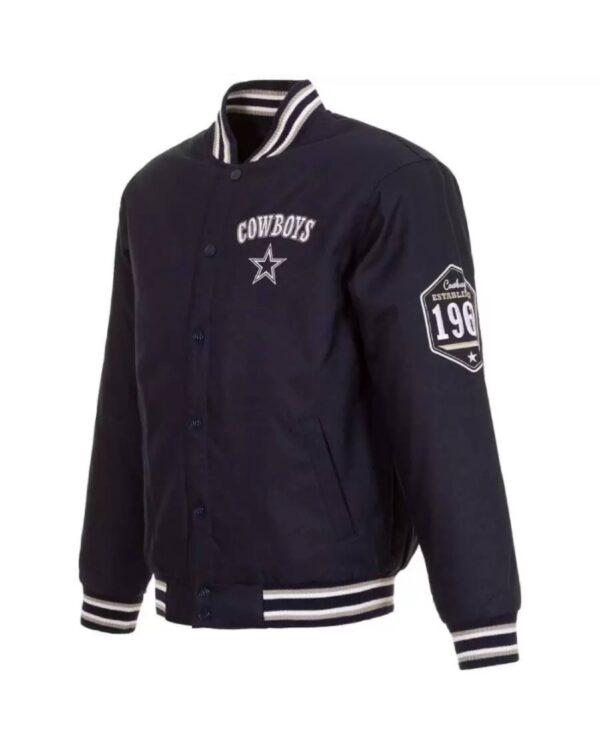 Dallas Cowboys NFL Navy And White Bomber Jacket