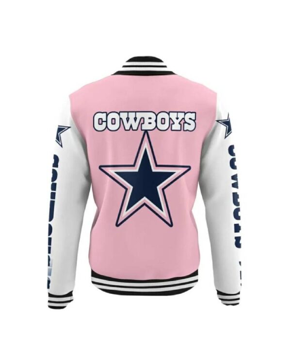 Dallas Cowboys Pink White Varsity NFL Baseball Jacket