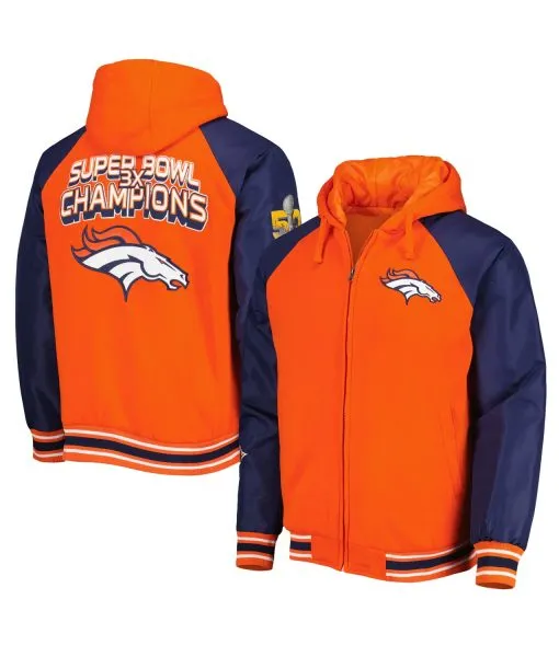 Denver Broncos 3X Super Bowl Champions Defender Hoodie Varsity Jacket