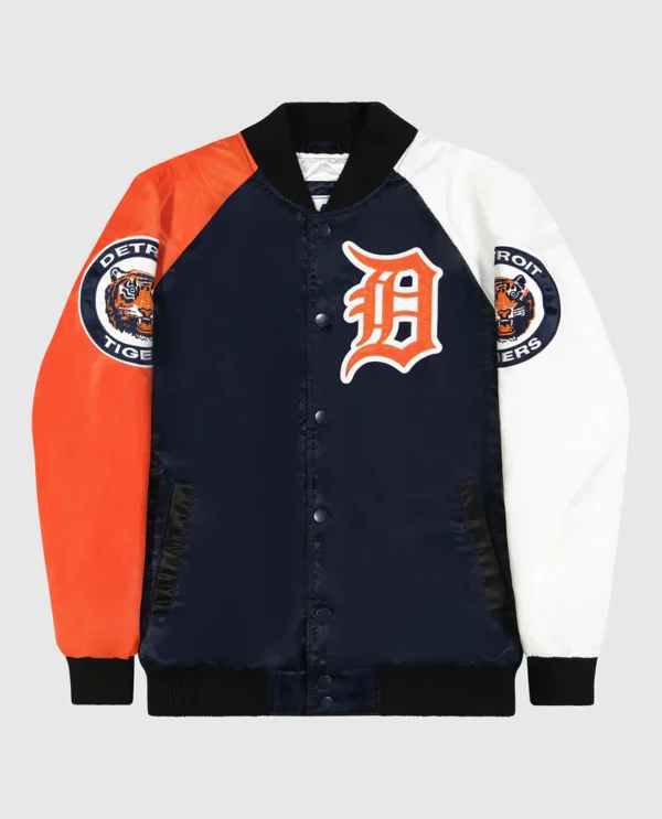 Detroit Tigers Varsity Satin Full Snap Jacket