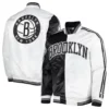 Fast Break Brooklyn Nets Black and White Satin Jacket