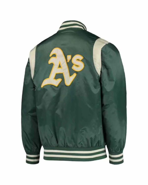 Green Cream MLB Oakland Athletics Satin Jacket