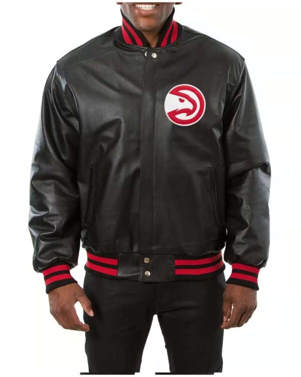 JH Design Atlanta Hawks Black Leather Jacket