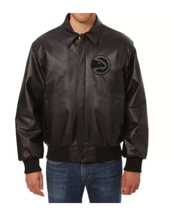 JH Design Black Atlanta Hawks Leather Jacket