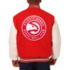 JH Design Red White Atlanta Hawks Varsity Jacket