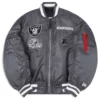 Oakland Raiders Bomber MA-1 Satin Grey Jacket