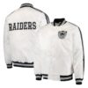 Throwback D-Line Las Vegas Raiders White Satin Jacket