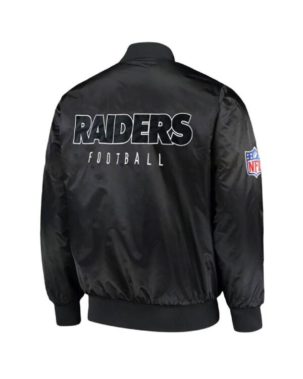 Las Vegas Raiders Zip-Up Black Bomber Satin Jacket